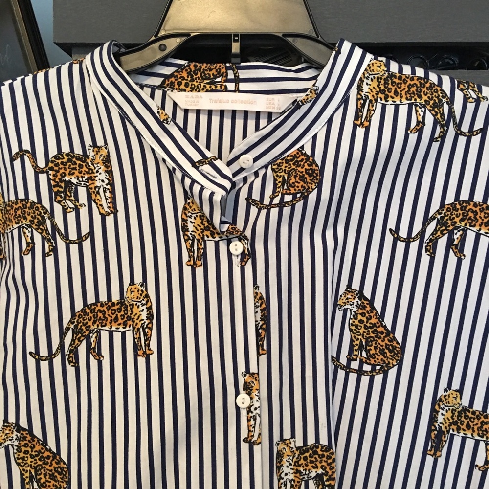 Zara Long Sleeve Leopard Button Down